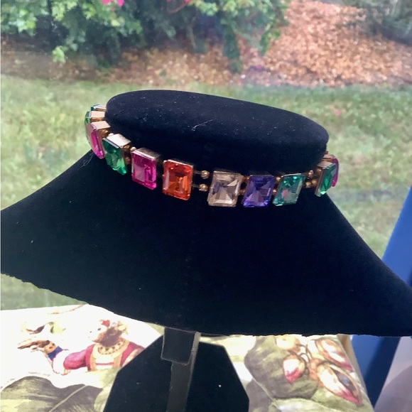 Bracelet with colored stones Stretchy gold tone background size large. - Picture 14 of 14